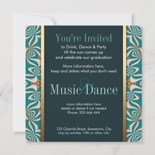 Dance Party Heure Graduation Invitations (Dos)