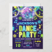 Dance Party Invitation Neon Glow Dance Party (Devant)