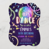 Dance Party Neon Glow Disco Birthday Uitnodiging (Voorkant / Achterkant)
