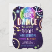 Dance Party Neon Glow Disco Birthday Uitnodiging (Voorkant)