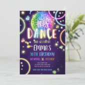 Dance Party Neon Glow Disco Birthday Uitnodiging (Staand voorkant)