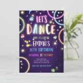 Dance Party Neon Glow Disco Invitation d'anniversa (Debout devant)