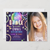 Dance Party Neon Glow Disco Verjaardagsuitnodiging Kaart (Voorkant)