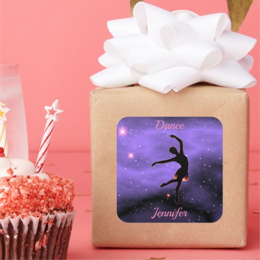 Dance Pink & Paars Vierkante Sticker (Feest)