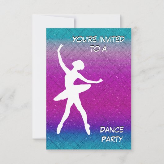 Dance Pink violet Turquoise Ombre Party Invitation (Devant)