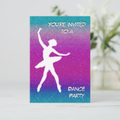 Dance Pink violet Turquoise Ombre Party Invitation (Debout devant)