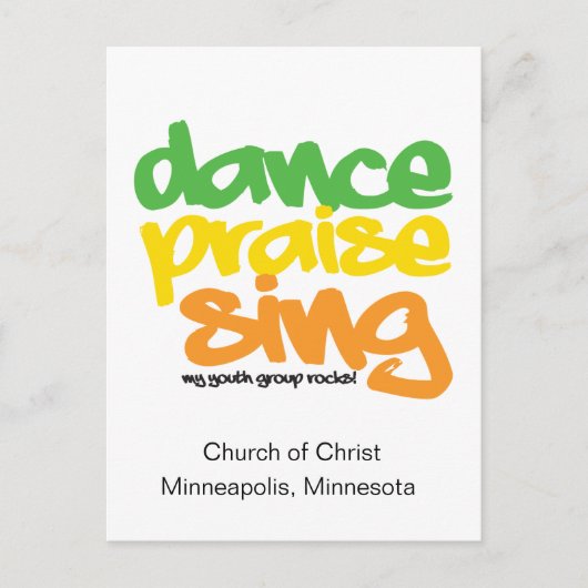 Dance Praise Sing Jeugdgroep Briefkaarten Uitnodig (Voorkant)