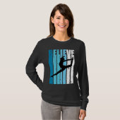 Dance Retro Believe Turquoise Dancer Dancing Fan W T-shirt (Voorkant volledig)