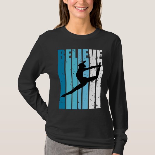 Dance Retro Believe Turquoise Dancer Dancing Fan W T-shirt (Voorkant)