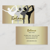 Dance Studio Body Silhouette Gold en Black Modern Visitekaartje (Voorkant / Achterkant)