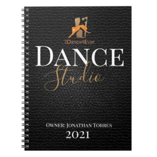 Dance studio, gepersonaliseerd zwart leren script notitieboek