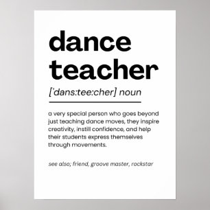 Dance Teacher Appreciation Gift Dance Teacher Gift Poster