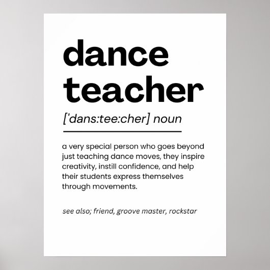 Dance Teacher Appreciation Gift Dance Teacher Gift Poster (Voorkant)