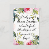 Dance Teacher Hartelijk dank voor uw dansdocent (Voorkant / Achterkant)