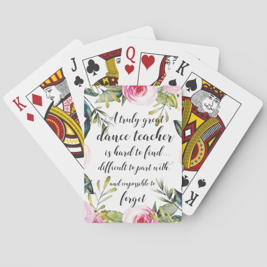 Dance Teacher Hartelijk dank voor uw dansdocent Pokerkaarten (Achterkant)
