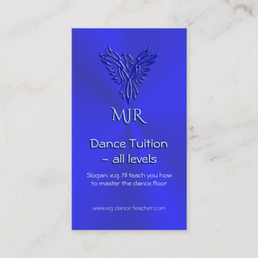 Dance Teacher, Monogram, Blue Phoenix Visitekaartje (Voorkant)