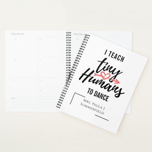 Dance Teacher Personalized Cute Inspirerend Planner (Display)