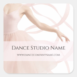 Dance Teacher Studio Pastel Pink Business Vierkante Sticker