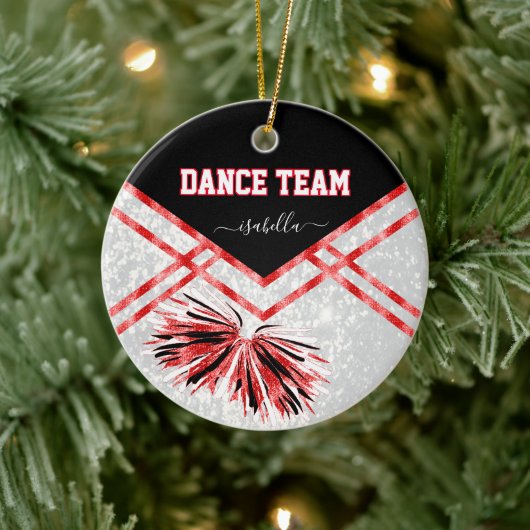 Dance Team Black, White en Red Glitter Keramisch Ornament (Boom)