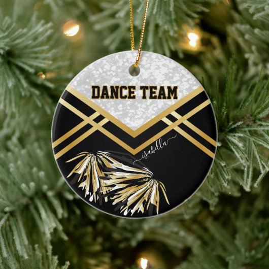 Dance Team Zwart, Wit en Goud Keramisch Ornament (Boom)