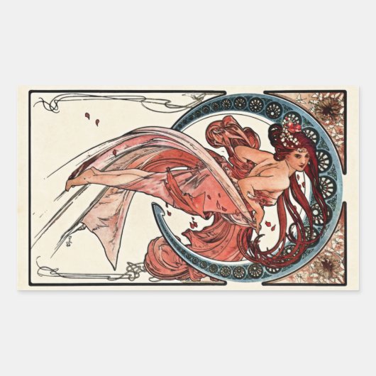Dance van Alfons Mucha 1898 Rechthoekige Sticker (Voorkant)