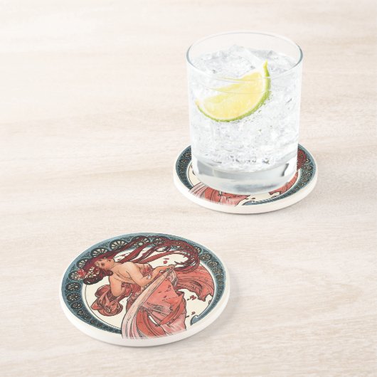 Dance van Alfons Mucha 1898 Zandsteen Onderzetter (Zijkant)