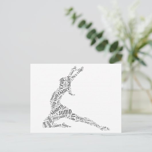 Dance Word Cloud Black & White Briefkaart (Staand voorkant)