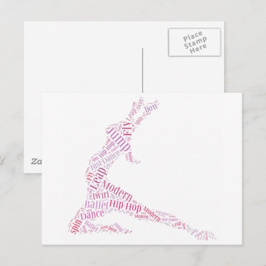 Dance Word Cloud Pink Briefkaart (Voorkant / Achterkant)