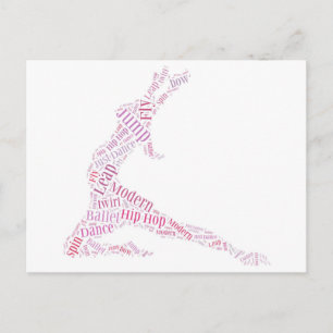 Dance Word Cloud Pink Briefkaart