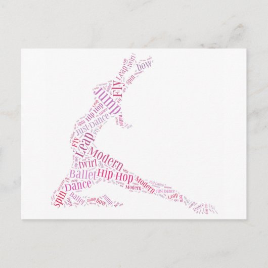 Dance Word Cloud Pink Briefkaart (Voorkant)