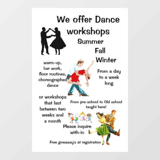 "Dance Workshop" Raamsticker (Vel)