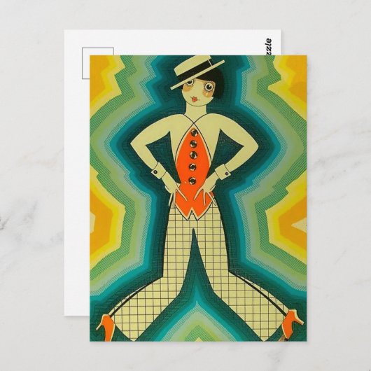 "Dancer" Art Deco Hoesje van Jose Carlos Briefkaart (Voorkant / Achterkant)
