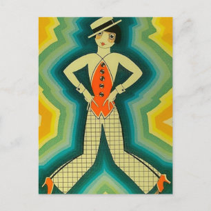 “Dancer” Art Deco-omslag van Jose Carlos Briefkaart