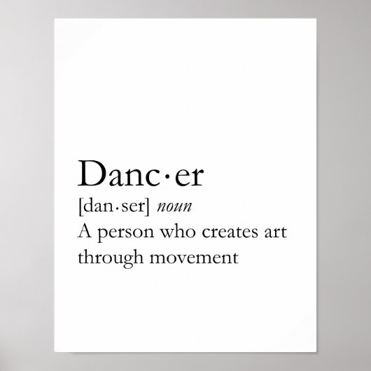 Dancer Definition Word Art Poster (Voorkant)