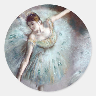 Dancer in Groen door Edgar Degas Ronde Sticker