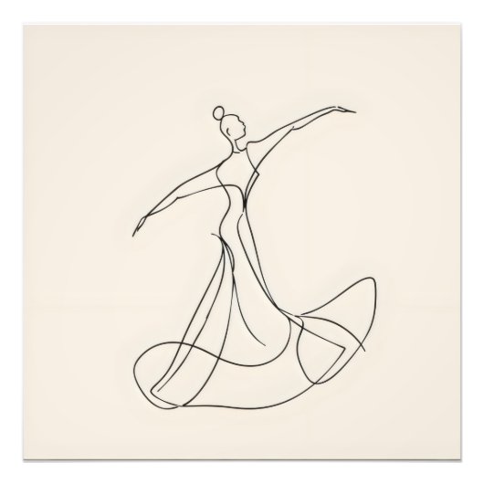 Dancer Line Art Foto Afdruk (Voorkant)