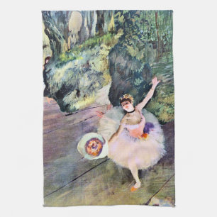 Dancer met een Bouquet van Flowers van Edgar Degas Theedoek