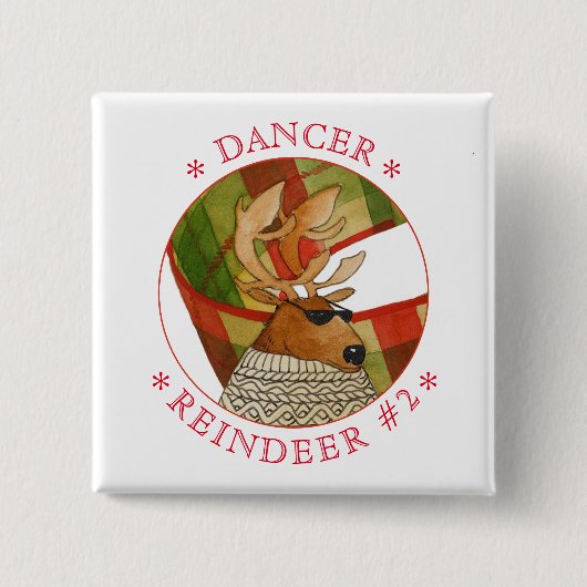 DANCER REINDEER Square Pin Button (Voorkant)