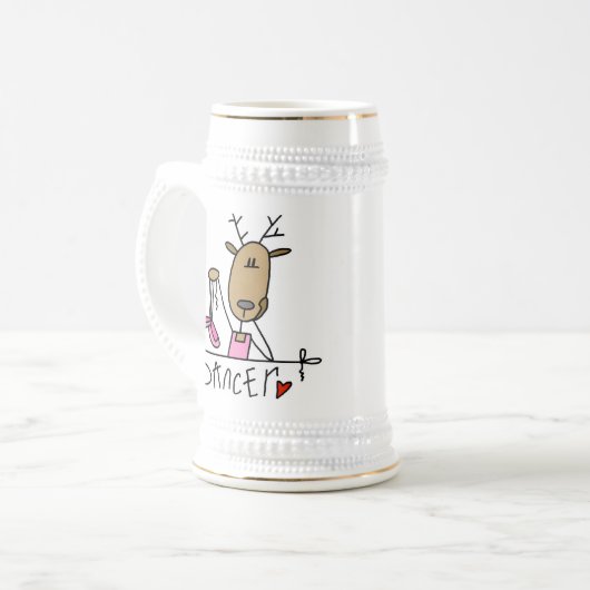 Dancer Reindeer T-shirts en cadeautjes Bierpul (Voorkant links)