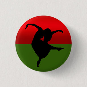 DANCER SILHOUETTE BLACK RED EN GREEN RONDE BUTTON 3,2 CM