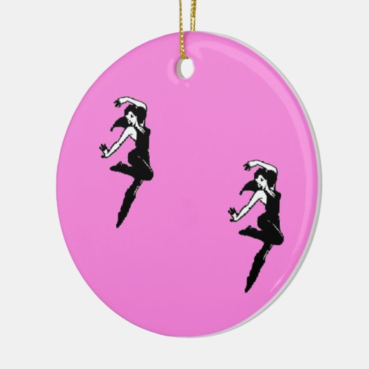 Dancer silhouette op roze keramisch ornament (Links)
