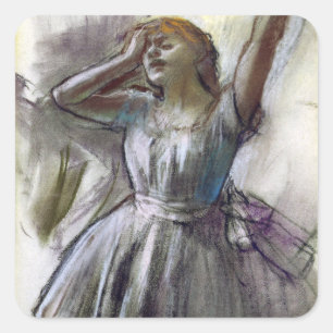 Dancer Stretching door Degas Vierkante Sticker