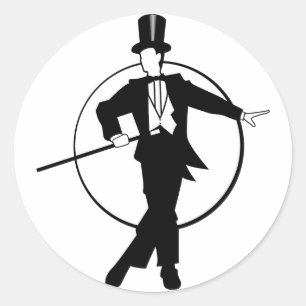 Dancer Tuxedo Top Hat Cane 20's art deco Ronde Sticker