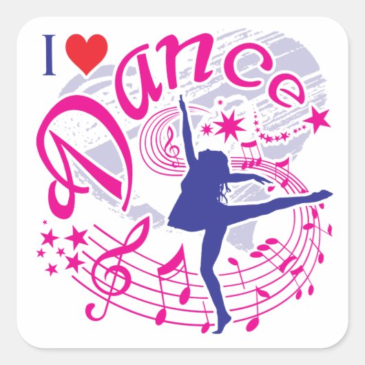 Dancer's ik hou van Dance Vierkante Sticker (Voorkant)