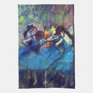 Dancers in blauw door Edgar Degas,  balletkunst Theedoek