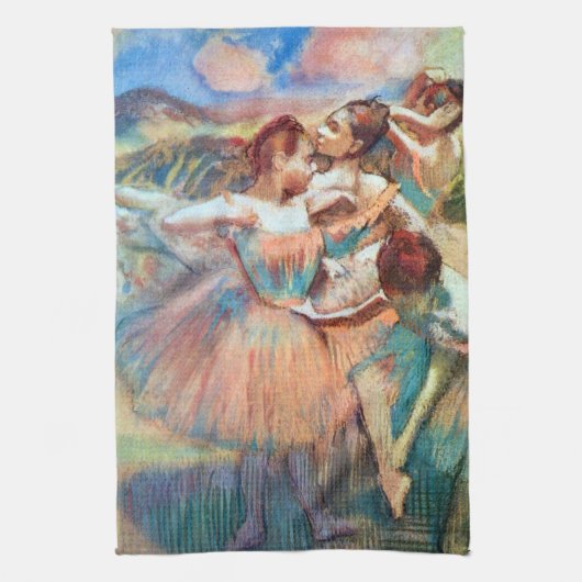 Dancers in een landschap van Edgar Degas Theedoek (Verticaal)