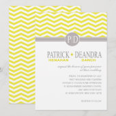 Danch Chevron Monogram gele Trouwjurk Kaart (Voorkant / Achterkant)