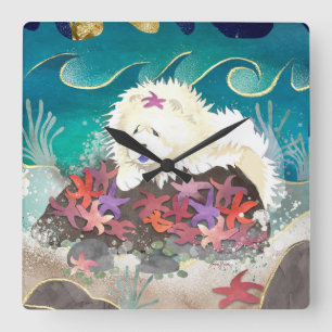 DANCIN MET DE STARZ Cream Chow -Wandklok Vierkante Klok