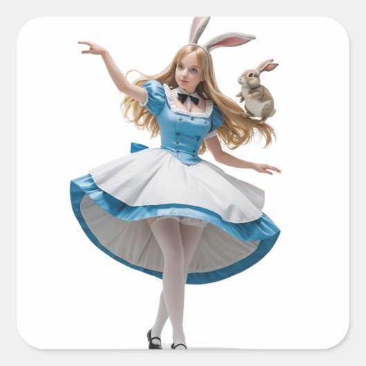 Dancing Alice Vierkante Sticker (Voorkant)