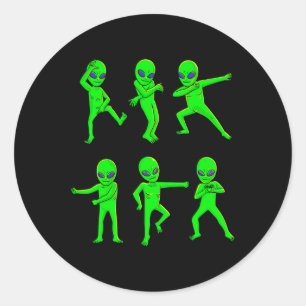 Dancing Aliens Halloween Green Alien Dance Kinder Ronde Sticker